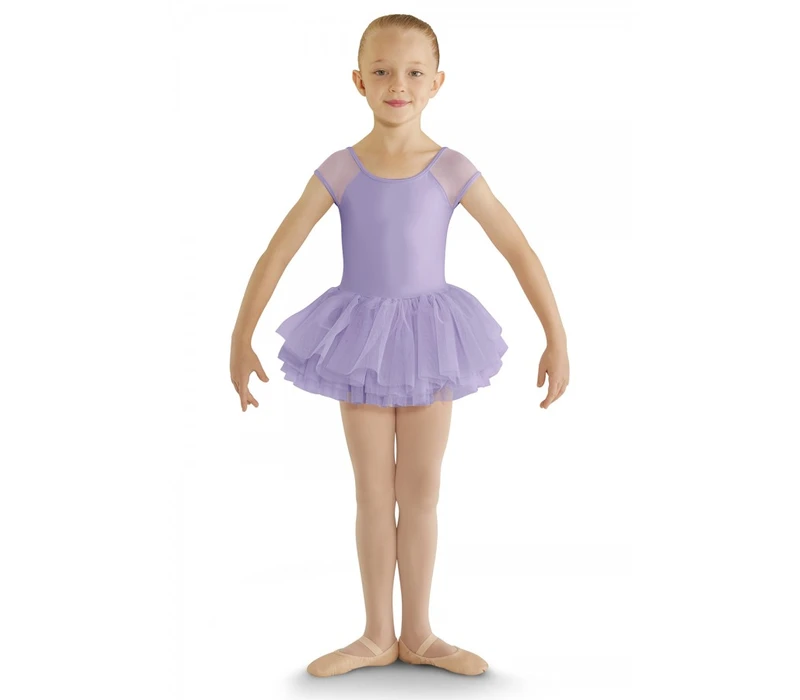 Bloch cap sleeve tutu leotard, costum de balet cu fusta tutu pentru copii - Roz candy Bloch