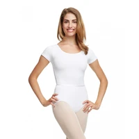 Capezio TC0054W, costum de balet cu mânecă scurtă și curea