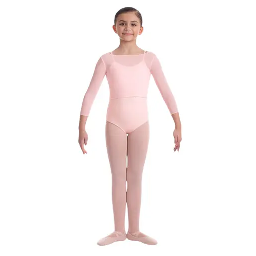 Mirella plain mesh M744C, top cu mâneci trei sferturi