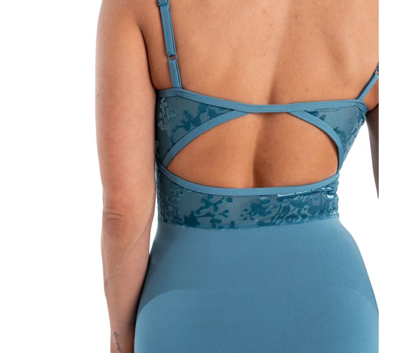 Capezio Elsa, body pentru femei cu bretele subțiri Capezio Elsa, body pentru femei cu bretele subțiri - Albastru furtună Capezio