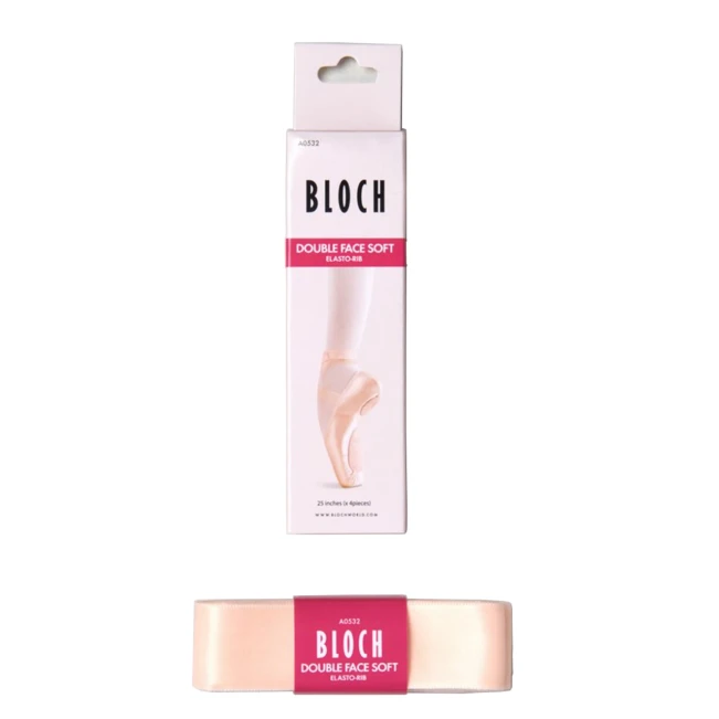 Bloch Double Face Soft Elastorib, panglici din satin cu elastic cusut Bloch Double Face Soft Elastorib, panglici din satin cu elastic cusut