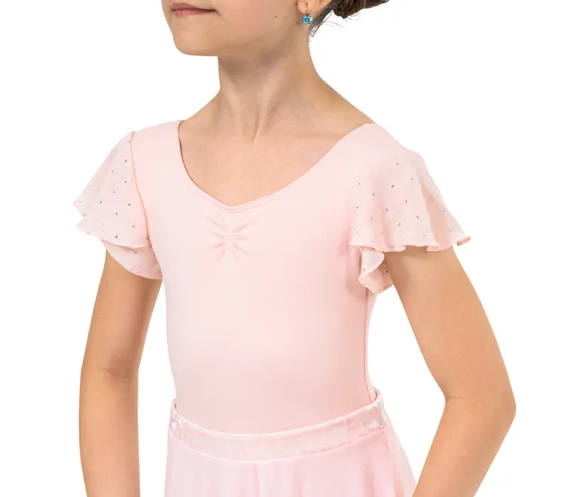Bloch Scarlett dres cu mâneci bufante pentru fete - Roz deschis Bloch