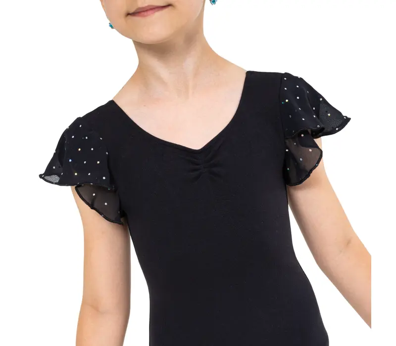 Bloch Scarlett dres cu mâneci bufante pentru fete - Negru