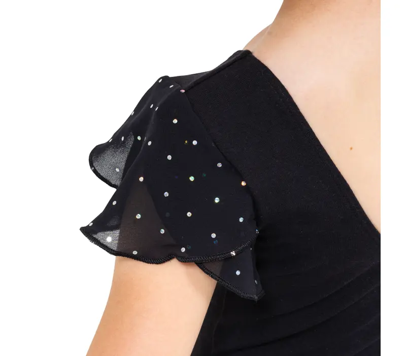 Bloch Scarlett dres cu mâneci bufante pentru fete - Negru