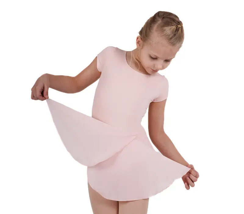 Bloch costum de balet cu mâneca scurtă cu fustă - Roz deschis Bloch