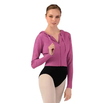 Bloch Cropped Knit Full Zip Hoodie, hanorac de damă cu glugă
