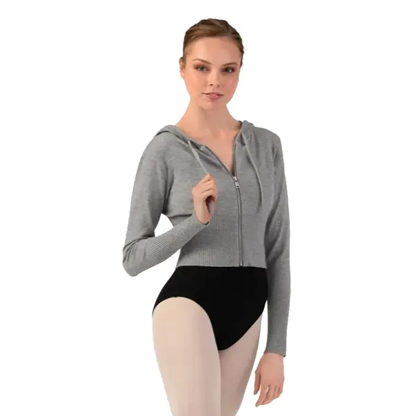 Bloch Cropped Knit Full Zip Hoodie, hanorac de damă cu glugă Bloch Cropped Knit Full Zip Hoodie, hanorac de damă cu glugă
