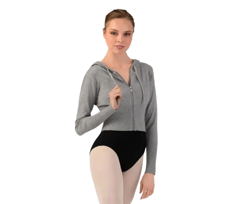 Bloch Cropped Knit Full Zip Hoodie, hanorac de damă cu glugă - Gri Bloch Bloch Cropped Knit Full Zip Hoodie, hanorac de damă cu glugă - Gri Bloch
