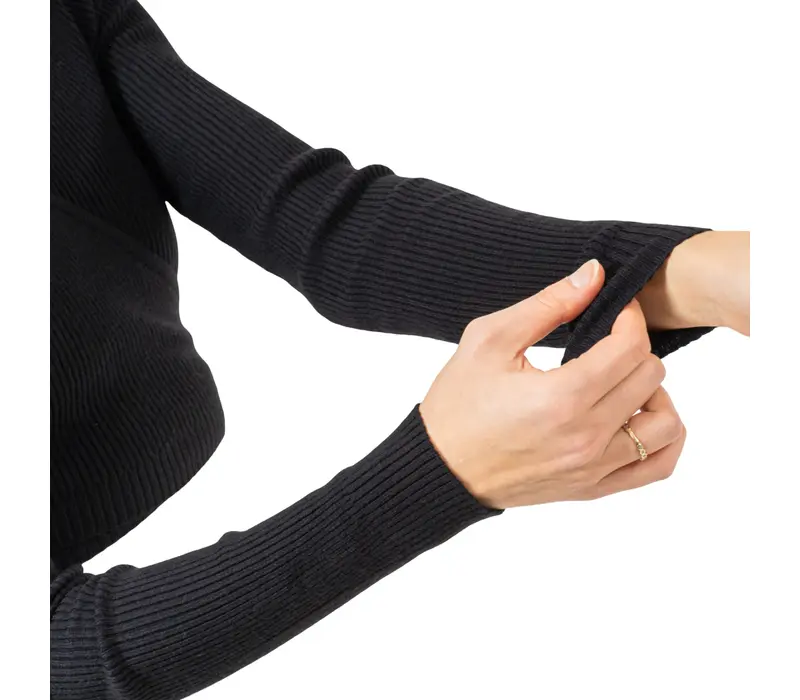 Bloch Wrap Sweater Luna, top tricotat pentru încălzire pentru dame Bloch Wrap Sweater Luna, top tricotat pentru încălzire pentru dame - Negru