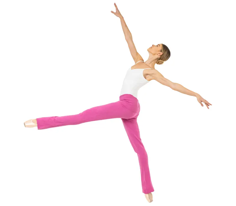 Bloch Flare Pant Rollover, pantaloni tricotati pentru dame - Roz - Deep pink Bloch