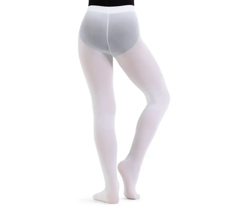 Capezio ultra soft Footed Tight, ciorapi de fete cu talpa plină - Alb