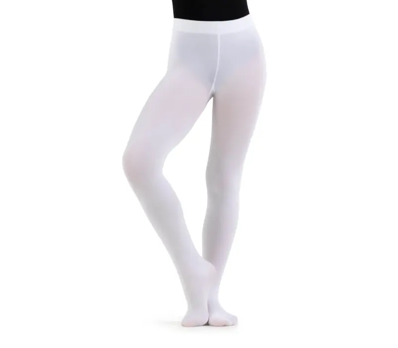 Capezio ultra soft Footed Tight, ciorapi de fete cu talpa plină - Alb