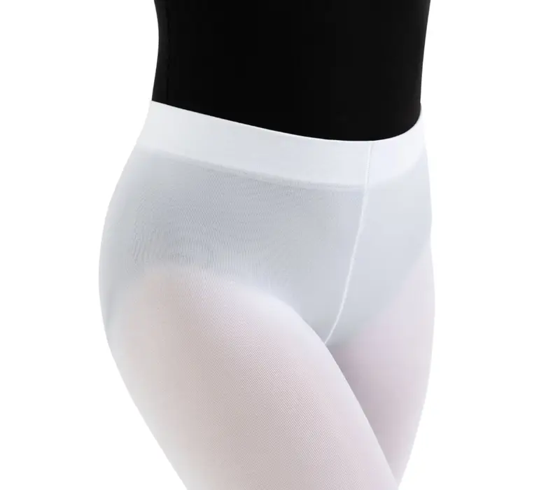Capezio ultra soft Footed Tight, ciorapi de fete cu talpa plină - Alb