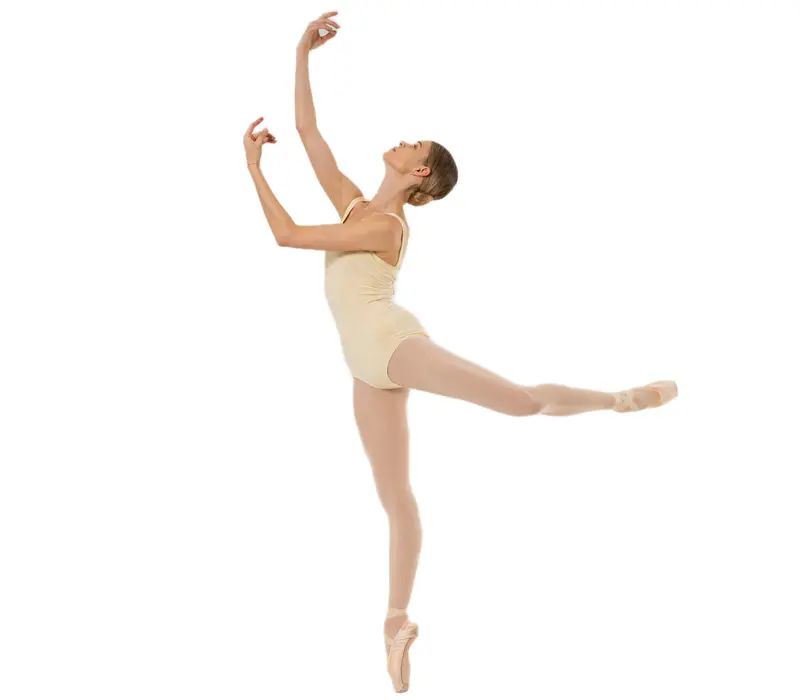 Capezio Dreamy Leotard, body de damă cu bretele late - Galben deschis - Butter Capezio