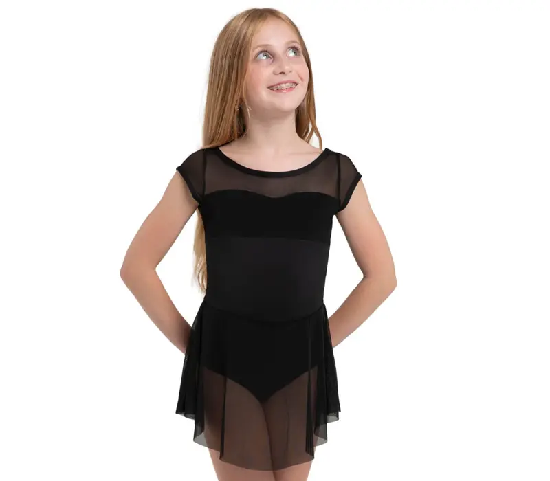 Capezio Opal, dres pentru fete cu fustiță Capezio Opal, dres pentru fete cu fustiță - Negru