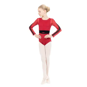 Capezio C'est La Vie Joyeux mesh cover up, top pentru fete - Roșu scarlet Capezio