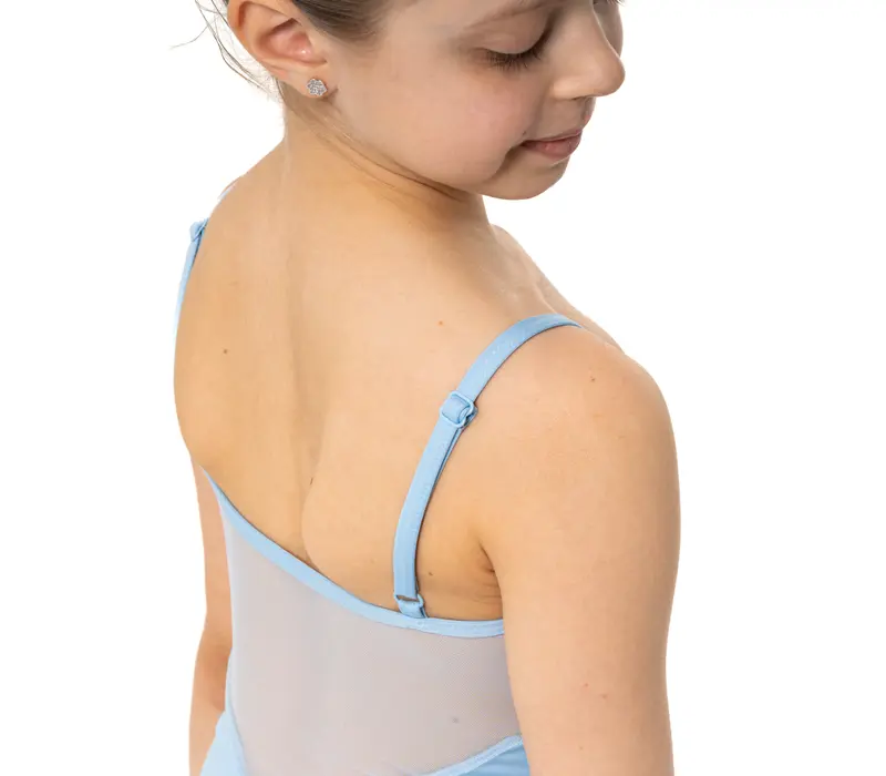 Capezio Lake leotard, dres pentru fetițe cu bretele subțiri și model floral - Albastru închis Capezio