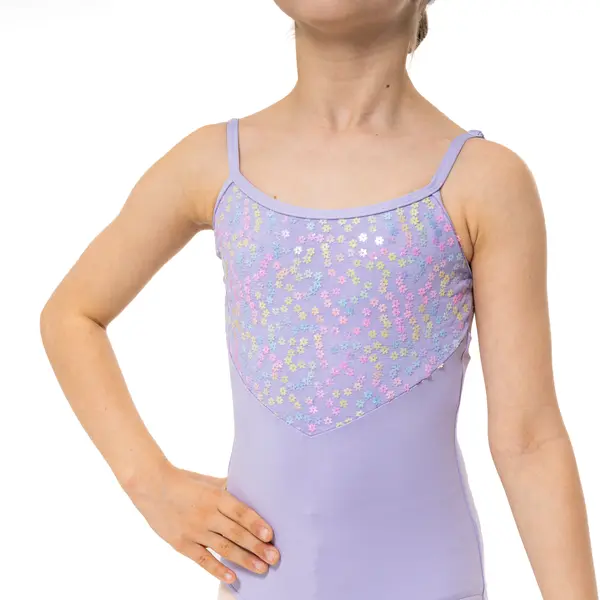 Capezio Lake leotard, dres pentru fetițe cu bretele subțiri și model floral