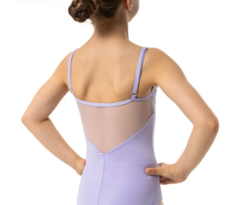 Capezio Lake leotard, dres pentru fetițe cu bretele subțiri și model floral - Lavanda