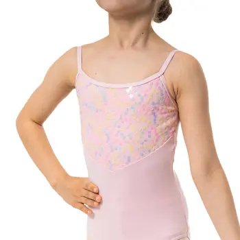 Capezio Lake leotard, dres pentru fetițe cu bretele subțiri și model floral - Roz Capezio