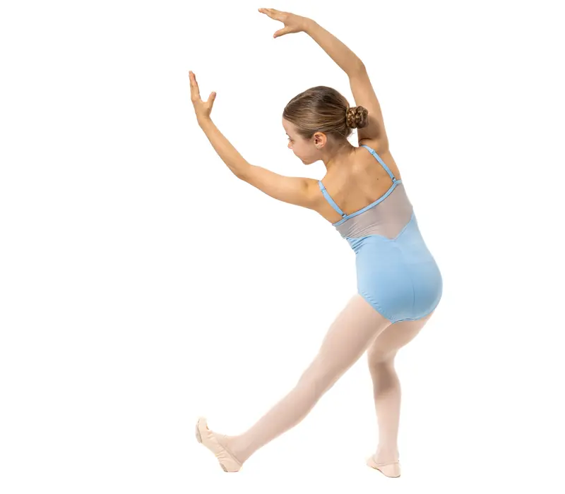 Capezio Lake leotard, dres pentru fetițe cu bretele subțiri și model floral - Albastru închis Capezio