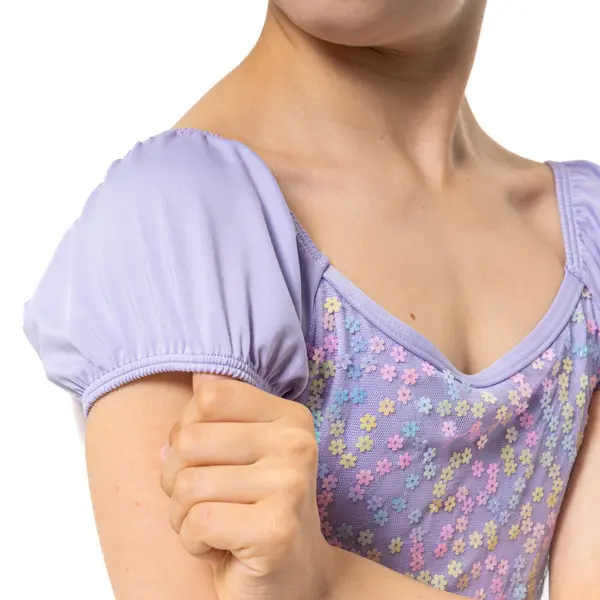 Capezio Lotus leotard, dres pentru fetițe cu mânecă scurtă și imprimeu floral