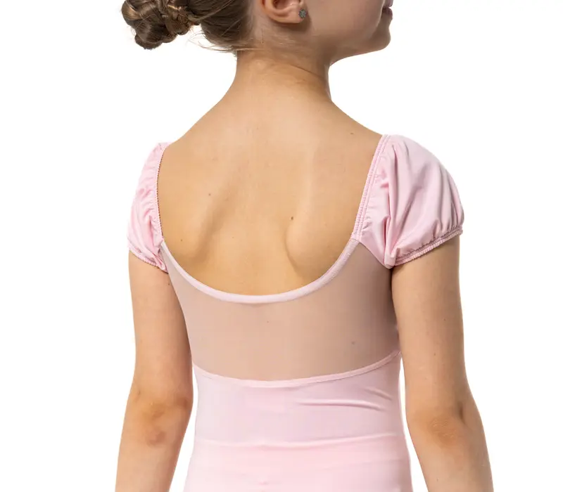 Capezio Lotus leotard, dres pentru fetițe cu mânecă scurtă și imprimeu floral Capezio Lotus leotard, dres pentru fetițe cu mânecă scurtă și imprimeu floral - Roz Capezio