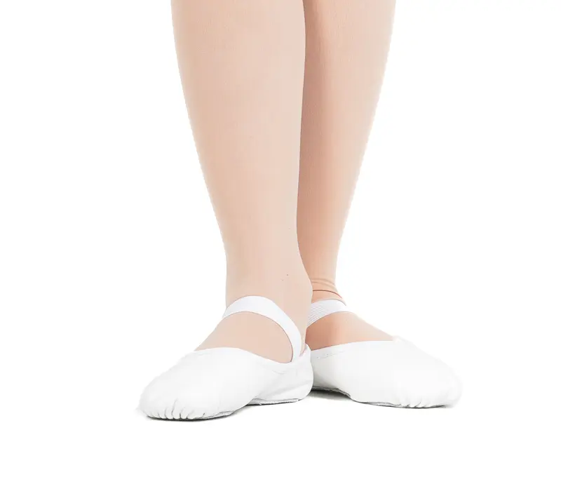 Capezio Luna, flexibili din piele  - Alb