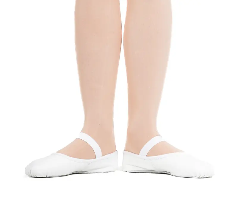 Capezio Luna, flexibili din piele  - Alb