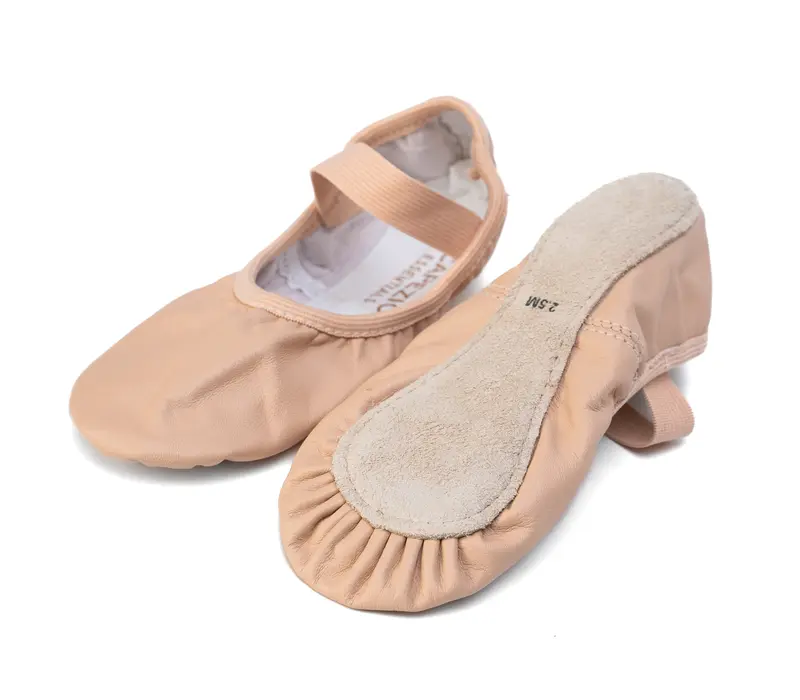 Capezio Luna, flexibili din piele pentru începători - Roz balet Capezio