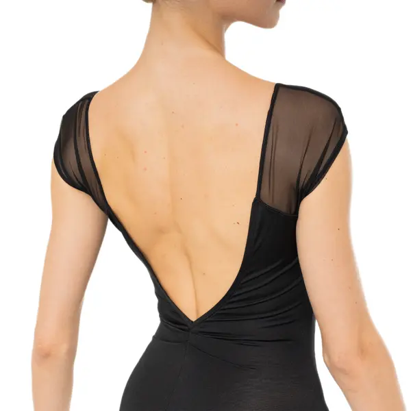 Capezio Moonsruck Cap Sleeve Leotard, tricot pentru femei cu mânecă scurtă din plasă