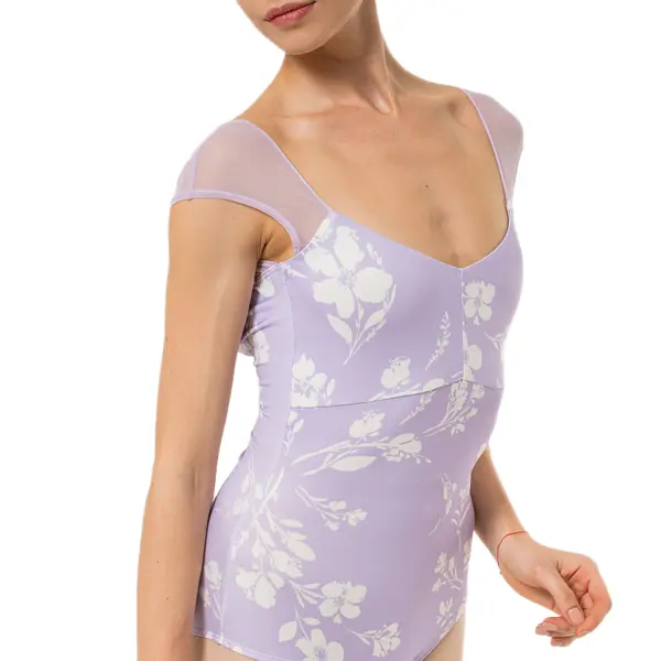 Capezio Moonsruck Cap Sleeve Leotard, tricot pentru femei cu mânecă scurtă din plasă