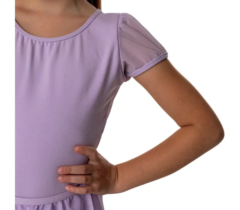 Capezio puff sleeve keyhole back leotards, costum de balet pentru copii - Violet lavandă Capezio