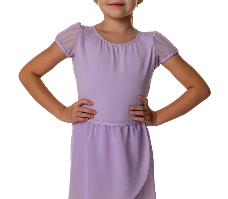 Capezio puff sleeve keyhole back leotards, costum de balet pentru copii - Violet lavandă Capezio