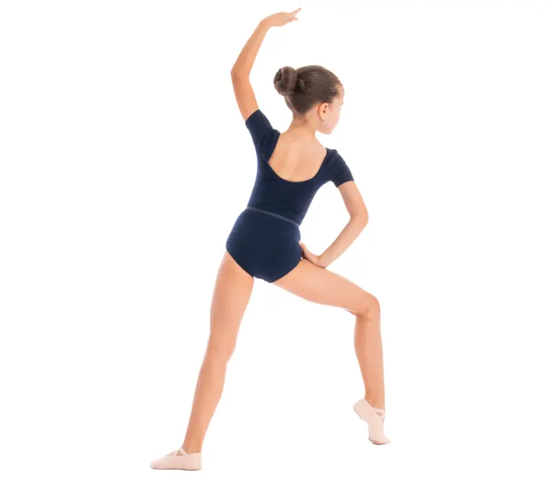 Capezio Leotard, costum de balet pentru copii cu maneca scurta - Albastru - jet blue