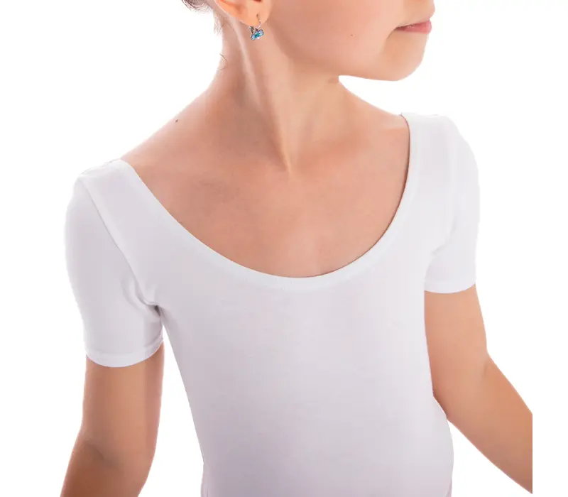 Capezio Leotard, costum de balet pentru copii cu maneca scurta - Alb