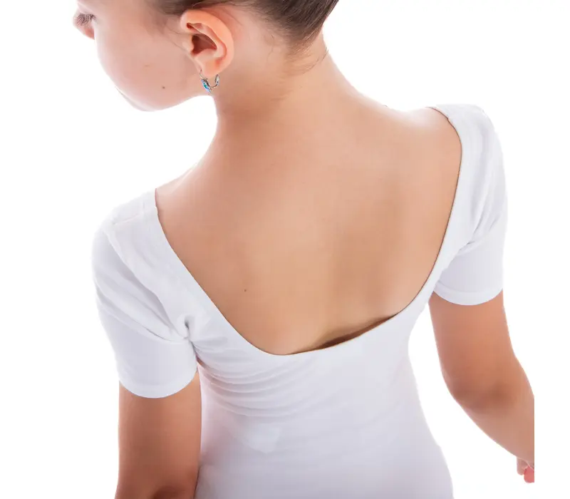 Capezio Leotard, costum de balet pentru copii cu maneca scurta - Alb