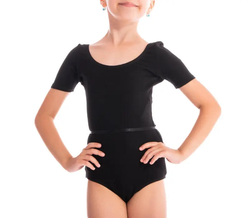 Capezio Leotard, costum de balet pentru copii cu maneca scurta - Albastru - jet blue