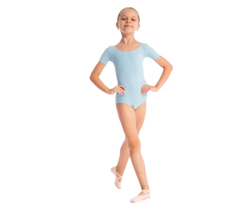 Capezio Leotard, costum de balet pentru copii cu maneca scurta - Albastru - jet blue
