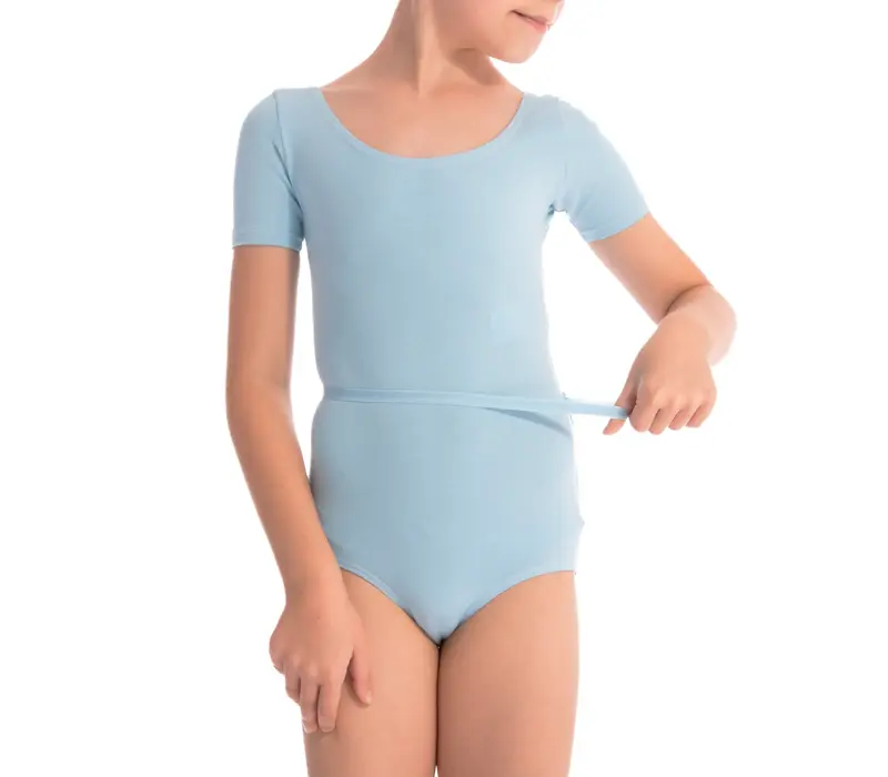 Capezio Leotard, costum de balet pentru copii cu maneca scurta - Albastru - jet blue