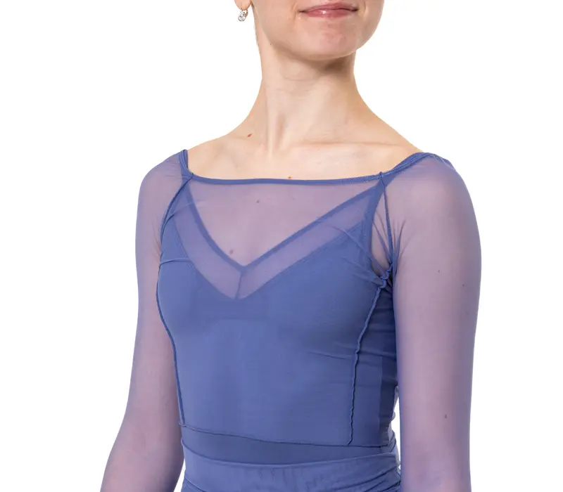 Capezio C'est La Vie Joyeux mesh cover up, top pentru dame - Albastru - storm blue