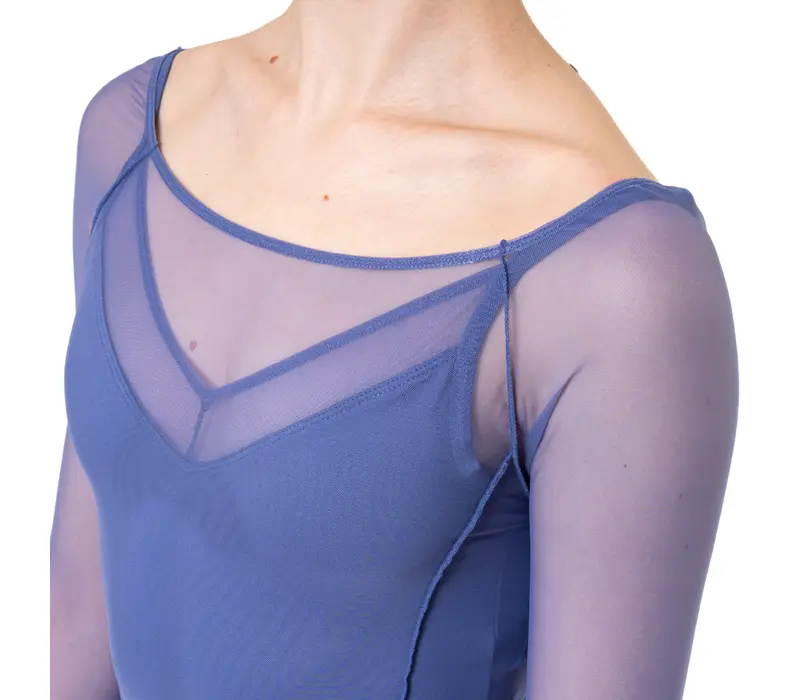 Capezio C'est La Vie Joyeux mesh cover up, top pentru dame - Albastru - storm blue