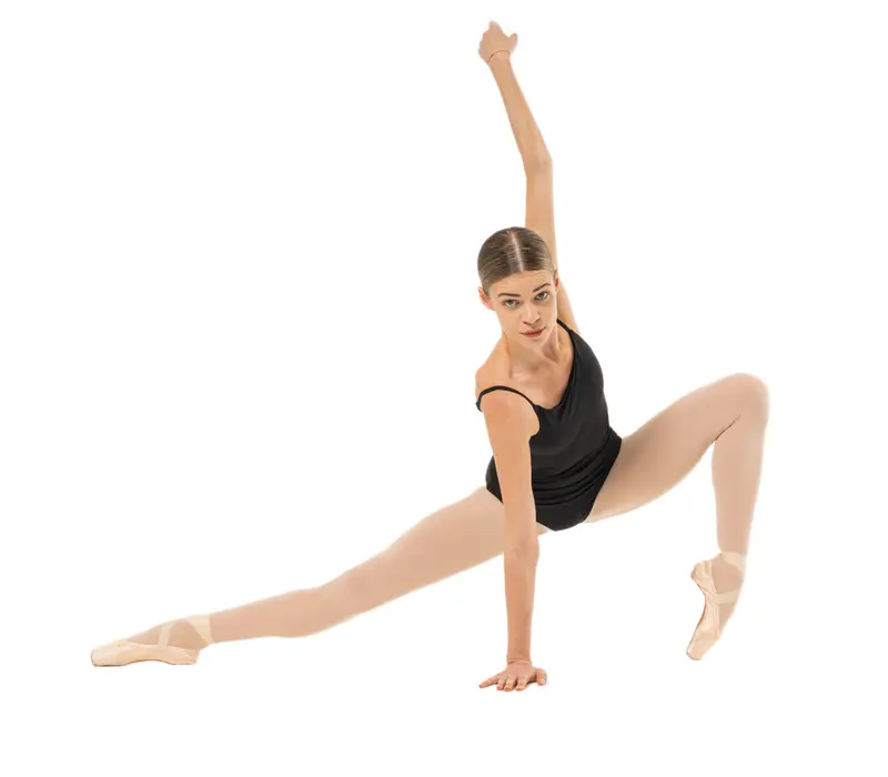 Capezio Wistful Camisole Leotard, costum de dans pentru femei cu pliuri fine - Negru