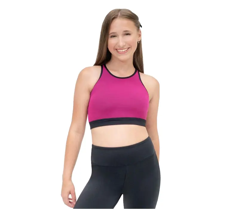 Capezio Colourblock High Neck Bra Top, sutien sport - Coal cranberry dream Capezio