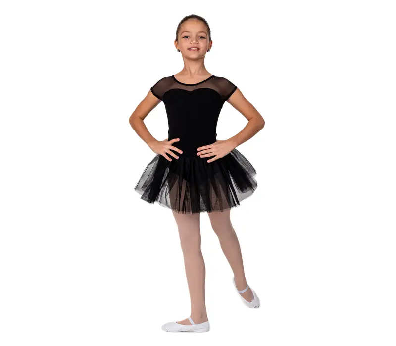 Capezio Keyhole Back Tutu Dress, costum de balet pentru copii cu fusta tutu - Negru