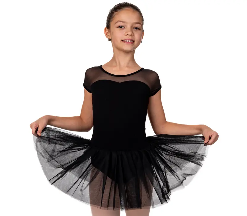 Capezio Keyhole Back Tutu Dress, costum de balet pentru copii cu fusta tutu - Negru