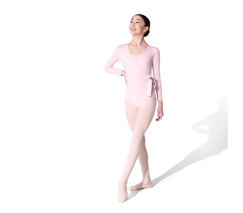 Capezio Essentials Wrap Top, top pentru fete cu înfășurare - Roz