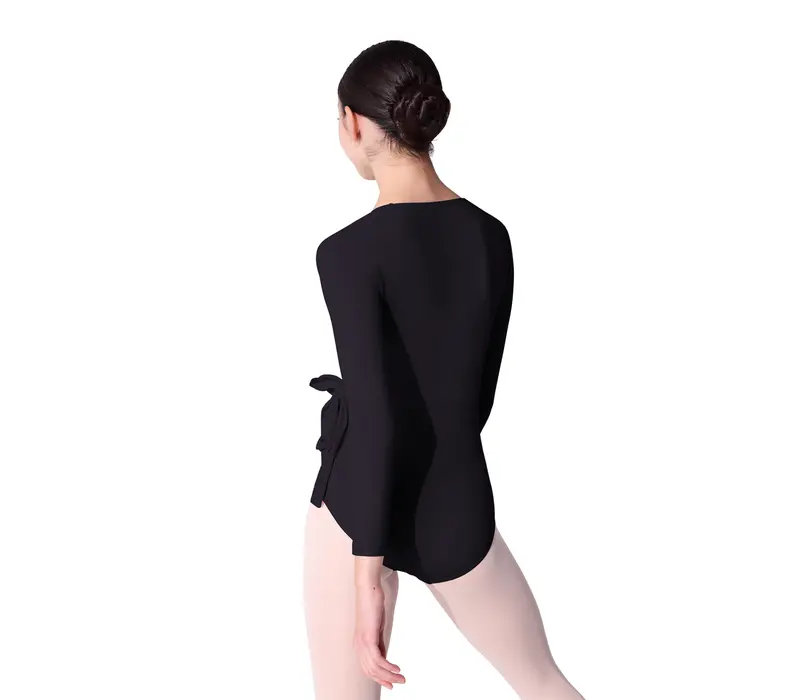 Capezio Essentials Wrap Top, top pentru fete cu înfășurare - Negru
