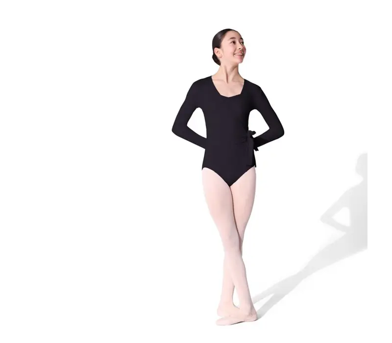 Capezio Essentials Wrap Top, top pentru fete cu înfășurare - Negru