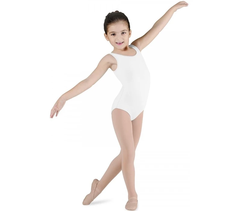 Bloch Dynamic, costum de balet cu bretele late pentru copii - Alb
